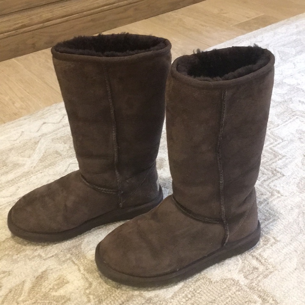 Ugg Classic Tall Suede Fur Boots Chocolate Color